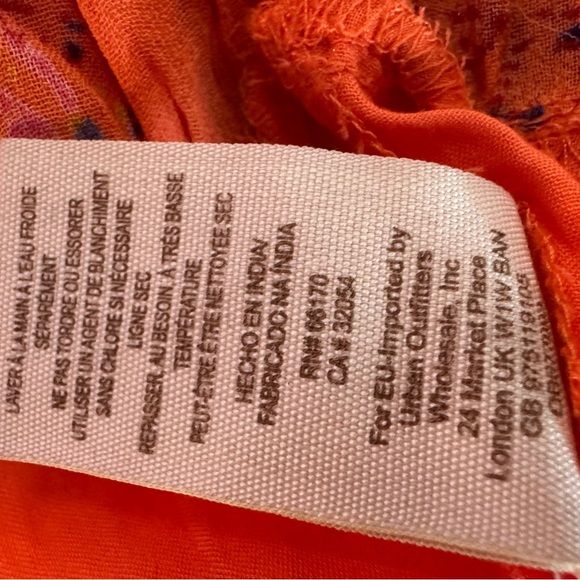 Free People Coquette Priest Sleeve Orange Floral Mini Dress Size Medium - Picture 9 of 9